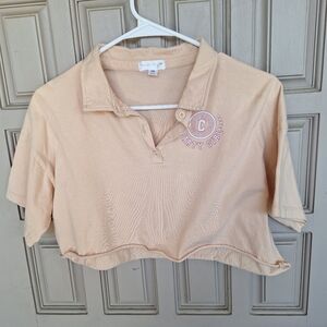 Orange Kiss Crop Top SzXS Girls Shirt  Short Sleeve/Collar Champion Party Girl